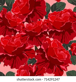 Seamless background with beautiful roses. Design for cloth, wallpaper, gift wrapping. Print for silk, calico and home textiles.Vintage natural pattern