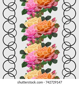 Seamless background with beautiful roses. Design for cloth, wallpaper, gift wrapping. Print for silk, calico and home textiles.Vintage natural pattern