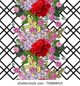 Seamless background with beautiful roses. Design for cloth, wallpaper, gift wrapping. Print for silk, calico and home textiles.Vintage natural pattern.Vector.