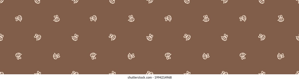 Seamless background bee gender neutral seamless border. Whimsical minimal earthy 2 tone color. kids nursery banner or boho cartoon pet fashion header.