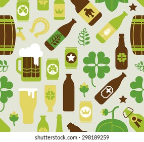 Seamless background with beer bottles.