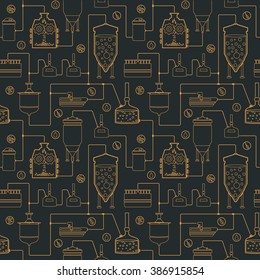 Seamless Background With Beer Brewing Process