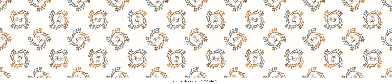 Seamless background beetle bug banner. Gender neutral baby border pattern. Simple whimsical minimal earthy 2 tone color. Kids nursery animal decor edging fashion ribbon trim.