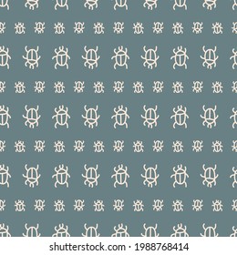 Seamless background beetle gender neutral pattern. Whimsical minimal earthy 2 tone color. kids nursery wallpaper or boho cartoon pet fashion all over print.
