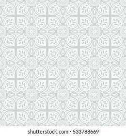 Seamless background of beige and blue color in the style of Damascus.  Vintage ornament. Use for wallpaper, printing on the packaging paper, textiles.