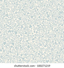 Seamless background with beige and blue roses