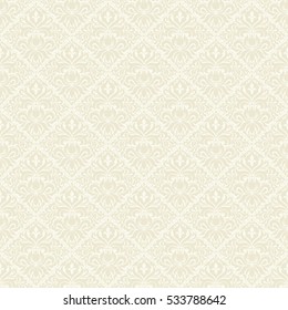 Seamless background of beige color in the style of Damascus.  Vintage ornament. Use for wallpaper, printing on the packaging paper, textiles.