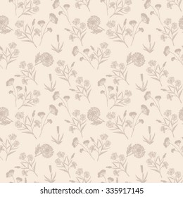 Seamless background with beige flowers