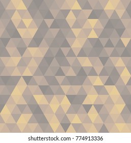 Seamless background with beige and gray triangles. Abstract geometric pattern. Modern vector illustration.