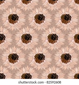 Seamless background with beige sunflowers