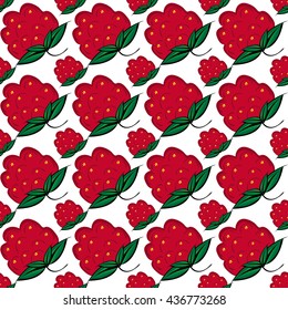 Seamless background with berries raspberry. 