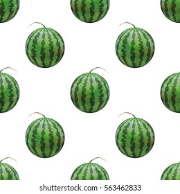 Seamless background with berries, repeating texture with set of photo realistic watermelon, vector illustration.
