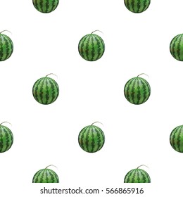 Seamless background with berries, repeating texture with set of photo realistic watermelon, vector illustration.