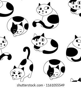 Seamless background with  bicolor cats.