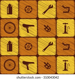 Seamless background with bicycle icons for your design