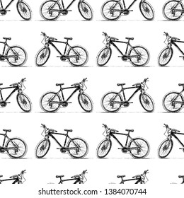 Seamless background of bicycles sketches