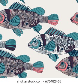 seamless background with big  fish