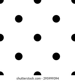 Seamless Background with big Polka Dot pattern. Polka dot fabric. Retro vector background or pattern. Casual stylish white polka dot texture on black background.