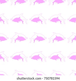 Seamless background with big and small dolphins.. Vector pattern for your design