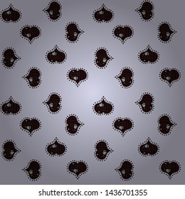 Seamless background of big and small hearts with swirls in gray, brown and neutral colors. Vector illustration.