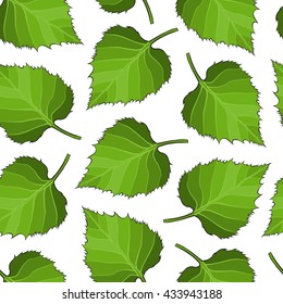 Seamless background of birch leaves. Vector illustration. Seamless pattern