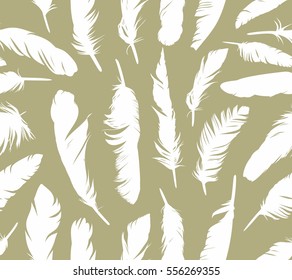 Seamless background with bird feathers. 
