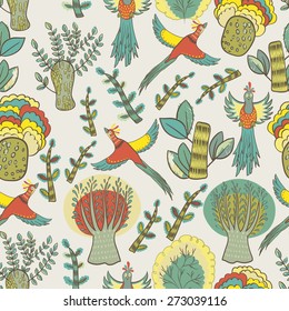Seamless background with birds
