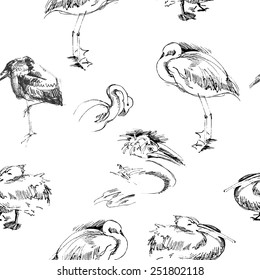 Seamless background with birds.Vector Illustration