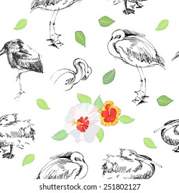 Seamless background with birds.Vector Illustration