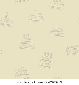 Seamless background with birthday cake for your design