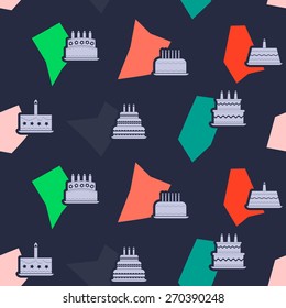 Seamless background with birthday cake for your design