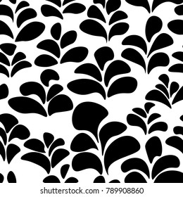 Seamless background with black art leafs