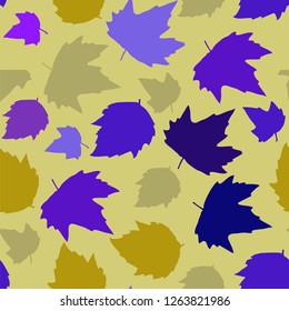 Seamless background black autumn maple leaves on white.