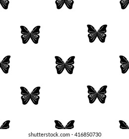 Seamless background with black butterflies. Vector eps10
