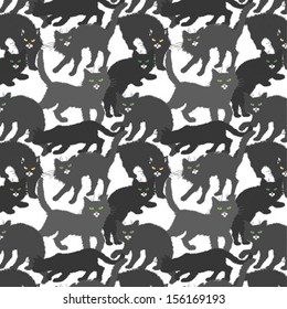seamless background with black cats