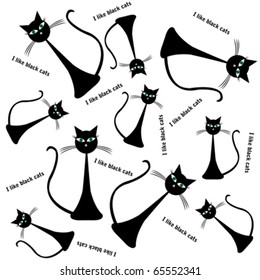Seamless background with black cats
