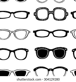 Seamless background with black eyeglass frames