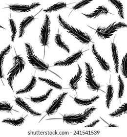 Seamless background with black feathers