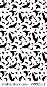 Seamless background with black feathers