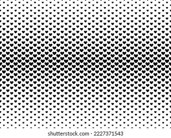 Seamless background with black hearts.  Halftone hearts pattern on transparent background.