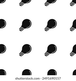 Seamless background with black light bulbs vector. Background idea logo mind vector. Black slippers endless background. Vector illustration.