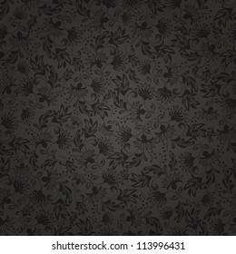 Grey Floral Swirl Vector Background