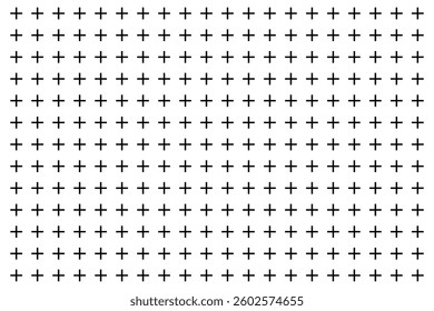 Seamless background of black plus symbol. Abstract black plus symbols. Fashion Design Print Plus Sign Pattern. Vector illustration on white background. Halftone Gradient Minimal Background.