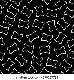 Seamless background with black silhouettes of butterflies