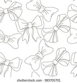 Seamless background black and white bows.