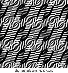 Seamless background with black and white curves