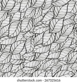 seamless background of black and white leaves vector illustration