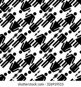 Seamless background with black and white male and female illustration