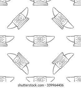 Seamless background with blacksmith tools, tools dark and white background. It can be used as a texture for textiles or packaging