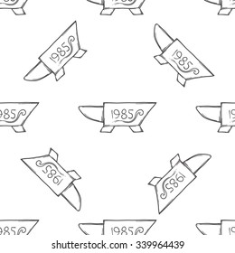 Seamless background with blacksmith tools, tools dark and white background. It can be used as a texture for textiles or packaging